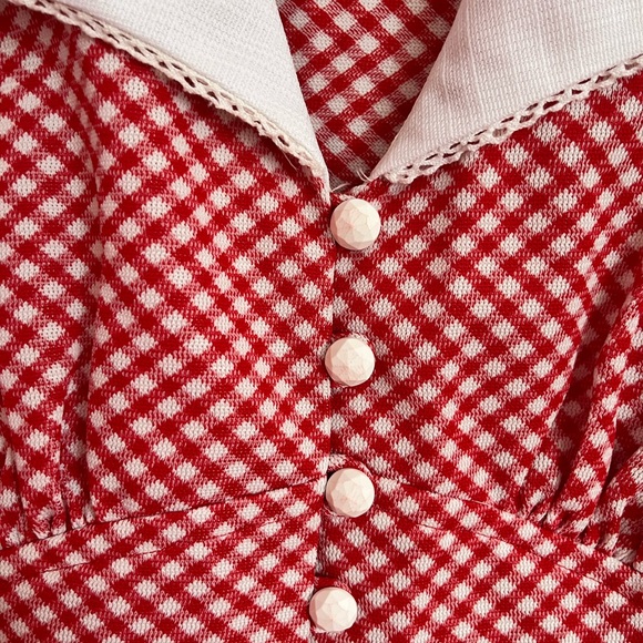 Vintage Red Gingham Button-Down Dress - Picture 3 of 4